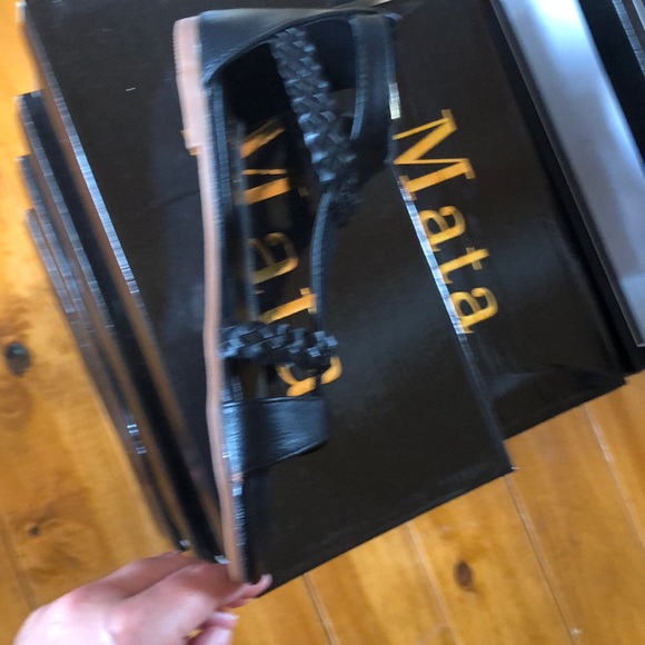 Black Vegan Leather Roman Sandal - Picture 3 of 5